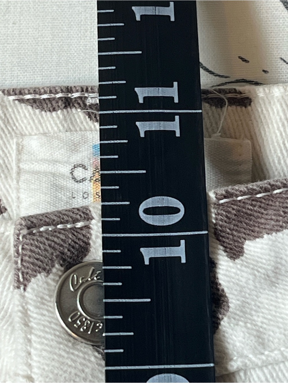 Cali 1850 Los Angeles Cow Print Wide Leg Jean - Brown and White, size 3 - Picture 7 of 11